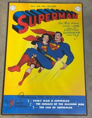 DC Comics Superman #57 Comic Cover MDF Wood Wall Art Plaque 13x19